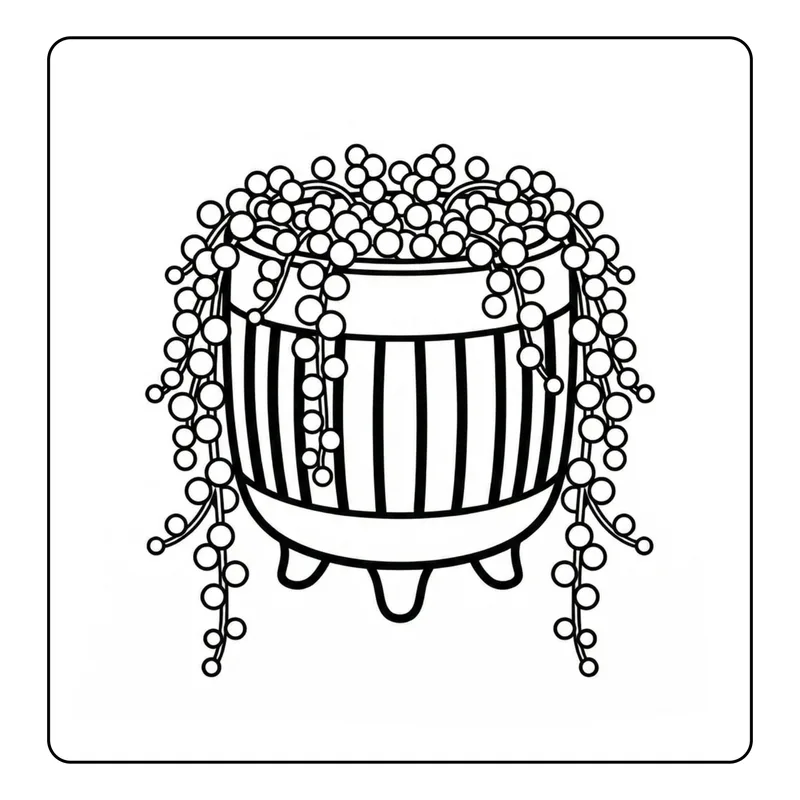 A blank page from Modern Botanicals: a hanging plant drawn in thick outlines